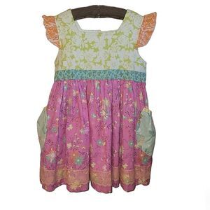 Platinum Matilda Jane Floral Mixed Pattern Mermaid Pockets Fluttersleeve Dress 8